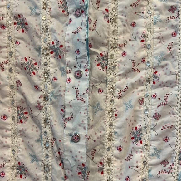 Twenty X Tailored White floral With Sequin Detail button up shirt size M - Picture 2 of 6